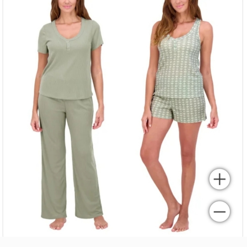 NWT Live2Lounge Women’s 4-piece Pointelle Lounge Set Green S M